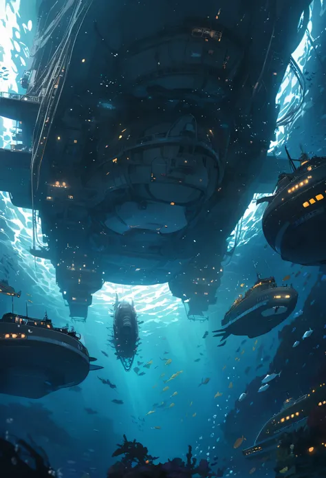 underwater, submarine, Science Fiction, deep sea, dark