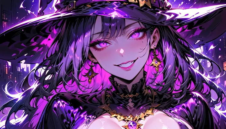 1 mature beautiful woman,(Best Quality,Extremely detailed depiction,Incredibly absurd high definition,Anatomically accurate,Detailed pupil,Shiny skin,Porcelain-like skin),(Bewitching Witch:1.3),(sexy witch costume,Witch Hat,latex,Luxury accessories,Earring...