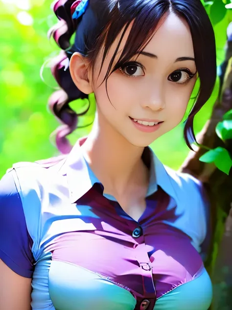 pichika,1girl,solo, sunlight, collared shirt, upper body,