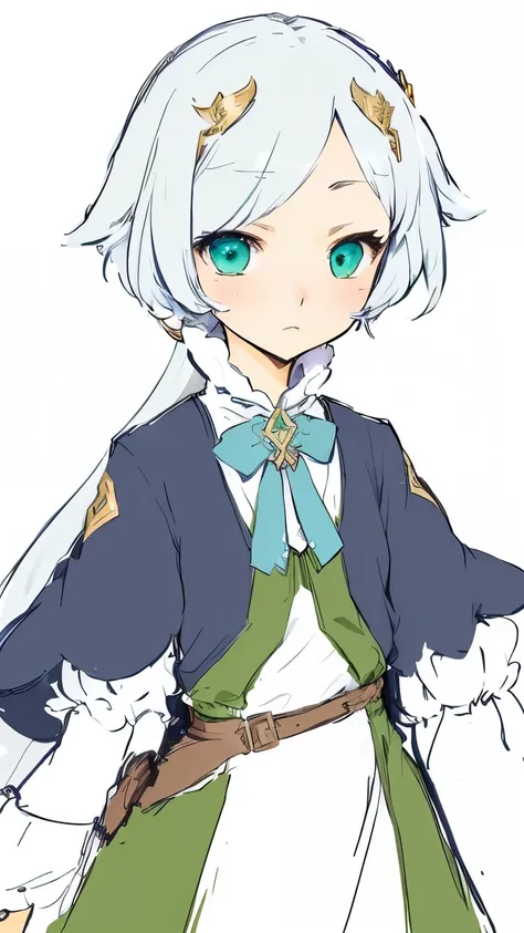 arcia from in another worls whit my smartphone, isekai wa smartphone to tomo ni, anime character with a bow tie and a green dress, art style of rune factory 5, from bravely default ii, delicate androgynous prince, best anime character design, jrpg characte...