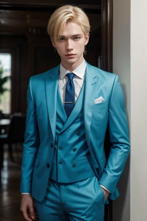 Blond man in blue suit c