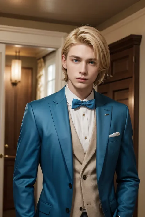 man, male, blue suit and golden blonde