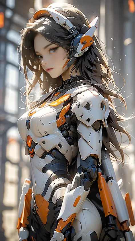 (masterpiece), (best quality), high resolution, 4K, girl, perfectbody, exoskeleton, mecha armor, mechagirl001, anchemixmecha, super detailed armor, red armor, head gear