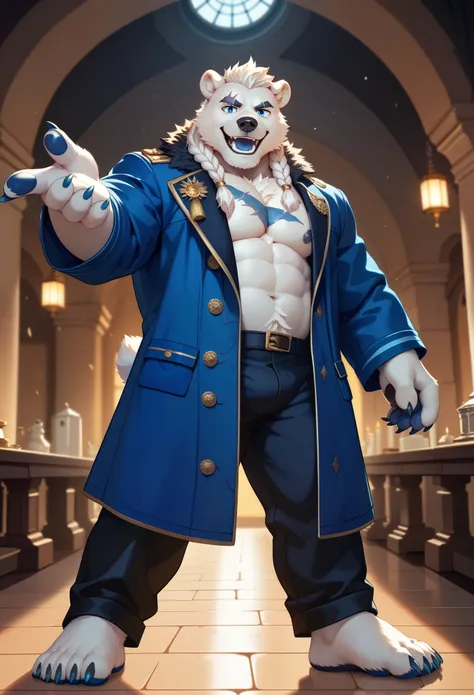 solo, anthro, (by null-ghost,by raccoon21, masterpiece, high quality, hi-res), 8k, ultra detail,  (Super high resolution), super detailed image, clear details,  furry, furry male, Polar bear, ((fluffy fur,fluffy,furry body)), (Polar bear), (bear ears only)...