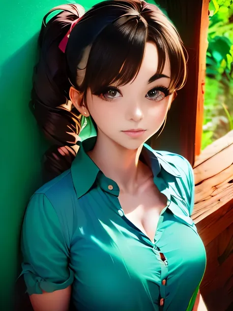 pichika,1girl,solo, sunlight, collared shirt, upper body,