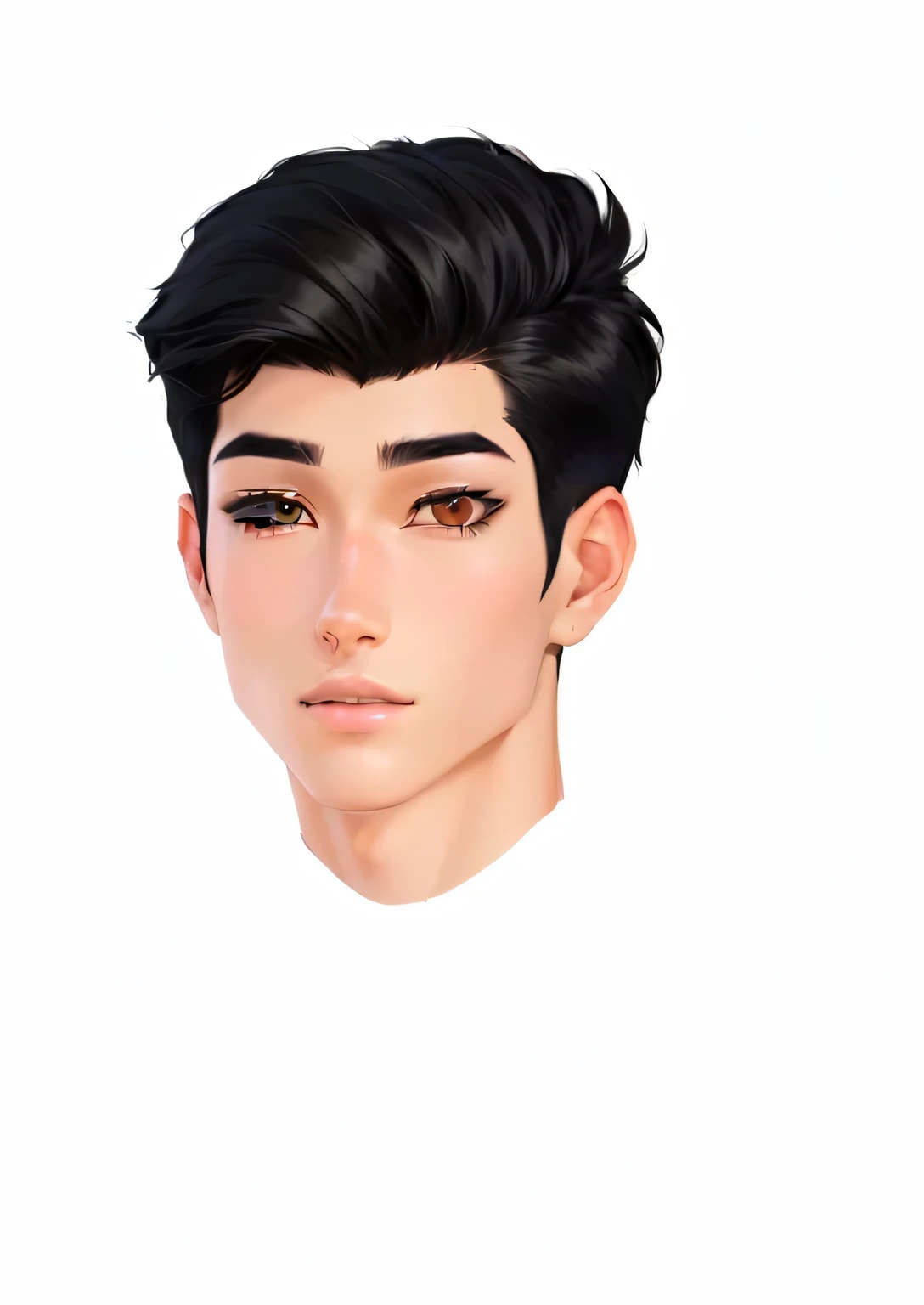 a cartoon boy with a black hair and a brown eyes, androgynous face, cartoon artstyle, handsome detailed face, rotoscoped, with very highly detailed face, cartoon digital painting, handsome stunning realistic, handsome face, male anime style, inspired by Ad...