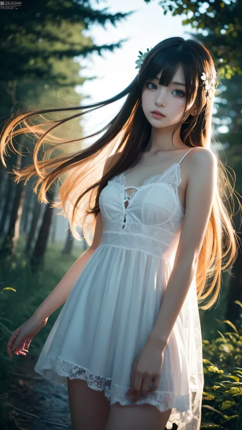 ③）Create an ultra-realistic 8K resolution image of a character inspired by the banshee, transformed into a slender ultimate "moe" character. She retains the key features of a banshee, such as pale, translucent skin and long, flowing hair that seems to move...