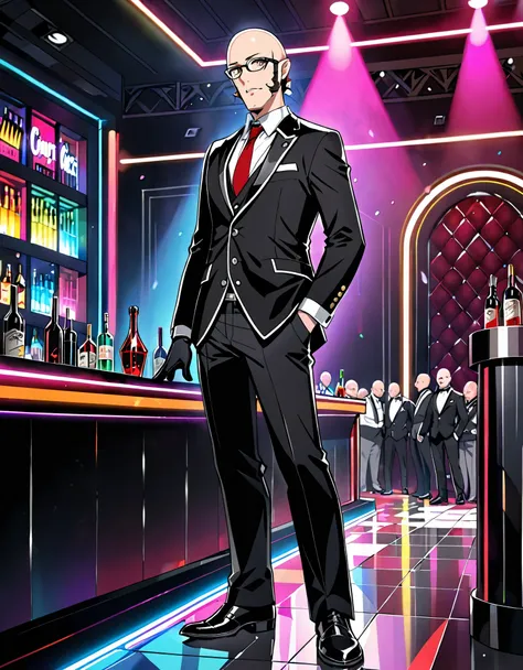 masterpiece, best quality, high res, 8k, highly detailed, professional, skinny build, middle-aged adult male, tall body, 1male, male focus, solo, solo focus, Scottish, black butler uniform, red necktie, gold cufflinks, black gloves, elegant standing postur...