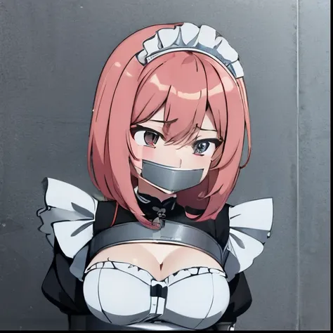 Maid anime girl handcuffed and tape gagged