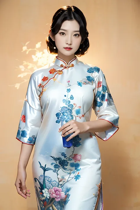 (masseter membrane、high quality cheongsam、chinese style、mystery、exquisite beauty、official art、writing music:1.2)、(1 girl in:1.3)...