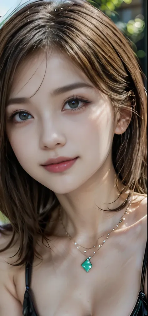 ((Tabletop, Best Quality, High resolution, NFFSW, Pixel perfect, Written boundary depth, 4K, NFFSW, NFFSW))), 1 girl, single, Alone, Beautiful Anime Girls, Beautiful art style, Anime characters, ((Curl your hair outwards, bangs, Brown Hair)), ((Green Eyes:...