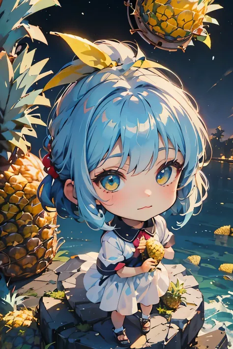 (Masterpiece:1.2),(Fresh pineapple:1.3)、Five fingers