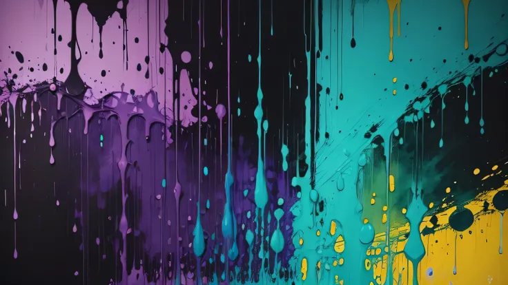 colorful abstract painting, predominant purple colors, blue and green