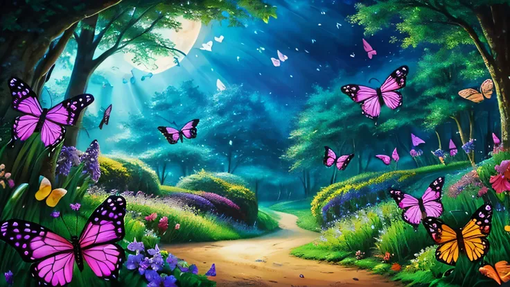 a fairy world with magic butterflies 