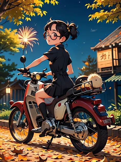 32k，uhd high definition，octane rendering，steampunk，(ultra-fine: 1.2)，young super cub rider，night，cute，very short stature，thin th...