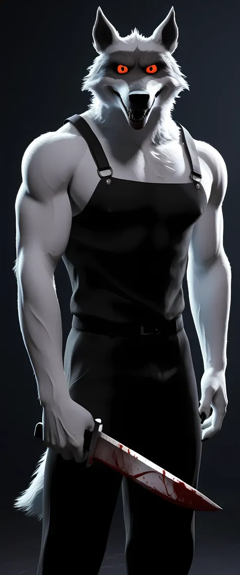 score_9,score_8_up,score_7_up, a very cool and sensational and very scary illustration of a white wolf, anthro male muscular, al...