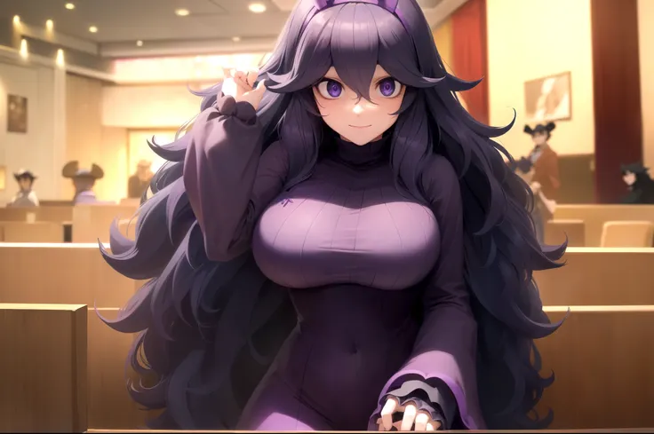 hexmaniac、(hex maniac:1.5)、hairbands、disheveled hair、(purple eyes:1.1)、purple hair、purple hairbands、@@、open your mouth、 break bl...