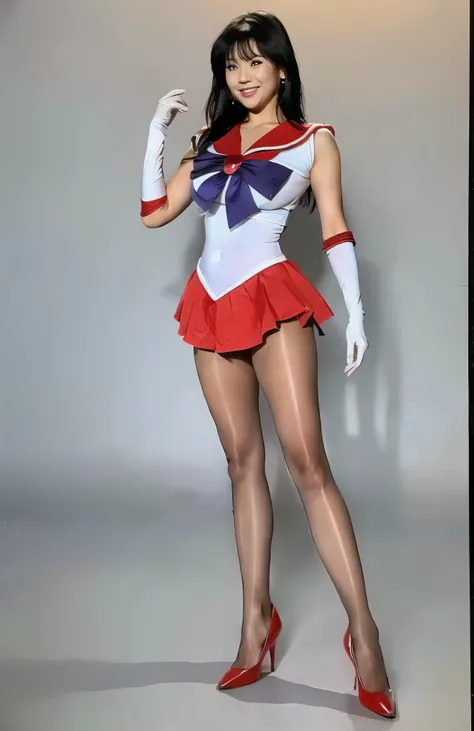 No background、(((Beautiful legs in tights.)))、(((Legally express the beauty of your smile)))、(((Wearing white gloves)))、((((Make the most of your original images)))、(((Sailor Mars Costume)))、(((Beautiful Hair)))、(((suffering)))、(((Please wear beige tights....