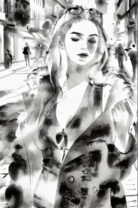 black and white tones, masterpiece, best quality, tradition chinese ink watercolor paintings, use thick and light inks to create...