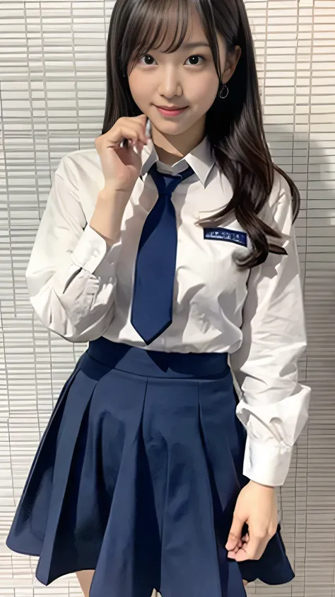 japanaese girl、Teen girls、perfect body type、Transparency、large full breasts、School Uniforms、Navy blue tie、Navy blue skirt、Light blue shirt、hposing Gravure Idol