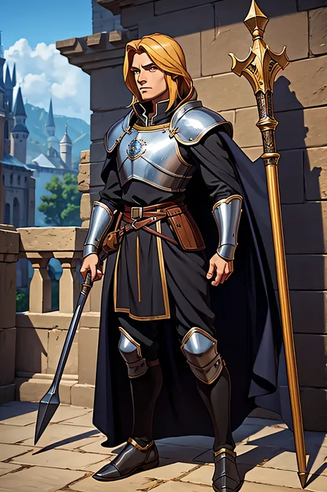 a knight,medieval,rpg,detailed face,full body,standing