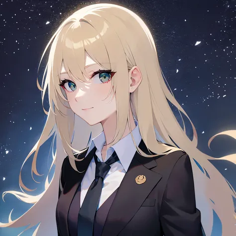 (alone:1.5)、(looking at viewer:1.5),Side shot、upper body,
(pale skin: 1.2),  shiny skin, shiny hair、
(A 2 woman with medium-length hair and bangs) and (wavy hair) and (Blonde Hair) and (green eyes) , 
(business suit:1.5)and (Wearing a white collared shirt)...