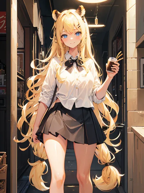 nsfw,1girl, white shirt, (black micro mini length skirt:1.5), skirt Masterpiece, Best quality, amazing beauty, [[3D]], 4K, absurdres, finely detail, finely detailed eye, finely detailed hands, finely detailed legs, perfect anatomy, official art, tanuki ear...