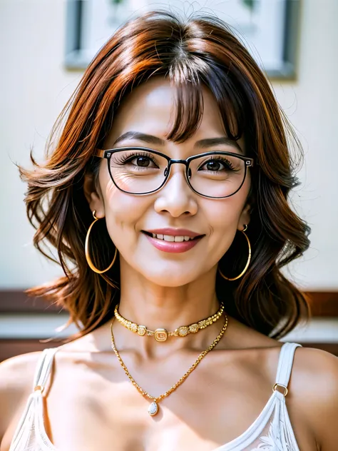 ７８ years old　Mom　milf　korean, Lady　large earring　Big choker　navel piercing decoration　A bracelet　realistic　Gorgeous Madame Beautiful Mature Woman　sexy　Smile　Gentle woman navel piercing　４k　High quality　Gorgeous Madam Beautiful Mature Woman　Collared shirt