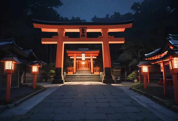 background,night,shrine,torii