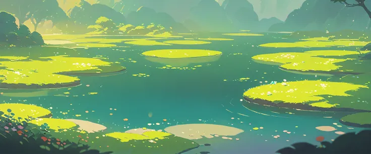 lofi spring landscapes studio ghibli inspired, no people lofi ,cute