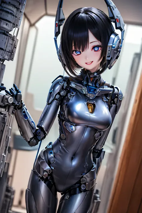 (SFW:2), photorealistic, realistic photo, 8k, Canon EOS, ((highest quality)), ((masterpiece)), (extremely detailed), kukolnydom, doll, mecha musume, ((mechanical parts, mechanical legs, robot joints)), bodysuit, (headgear), (cowboy shot, spaceship room, ma...