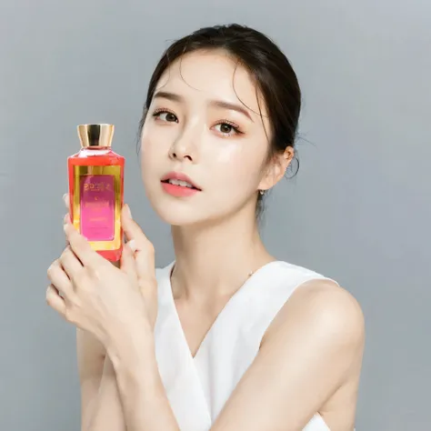 a korea woman holding a bottle of perfume in her hand, perfume, sha xi, carrying a bottle of perfume, lu ji, fan bingbing, lee j...