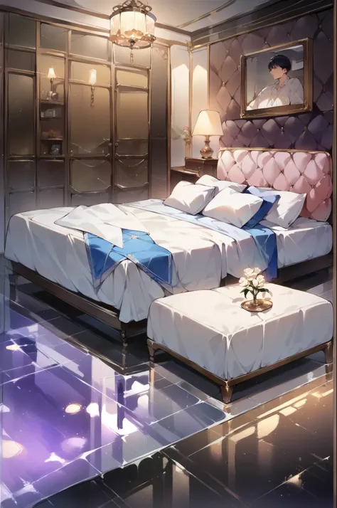 source_anime,score_9, score_8_up, score_7_up, rating_safe,  lovehotel, reflection ground,glowing bed,ceiling,