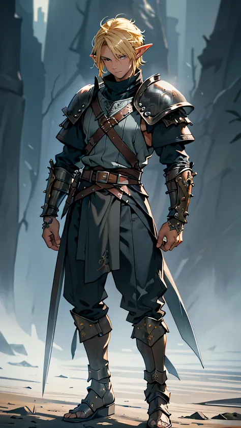 (((Masterpiece of the highest quality))), (((medieval fantasy))), (((Extreme details))), (one lonely character), (lonely character portrait), ((medieval fantasy male elf swordsman holding a wide katana)), ((based on Chester Bennington)), (medieval punk), (...