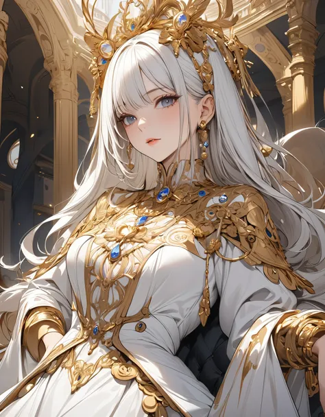 masterpiece, Quality illustrations, Wearing gorgeous white clothes and gold accessories, (absurd, High resolution, Super detailed), (absurdres:1.1), victoria's handsome prince,victorian style(Jacket、shirt、tie), elegant and handsome prince, brown hair...