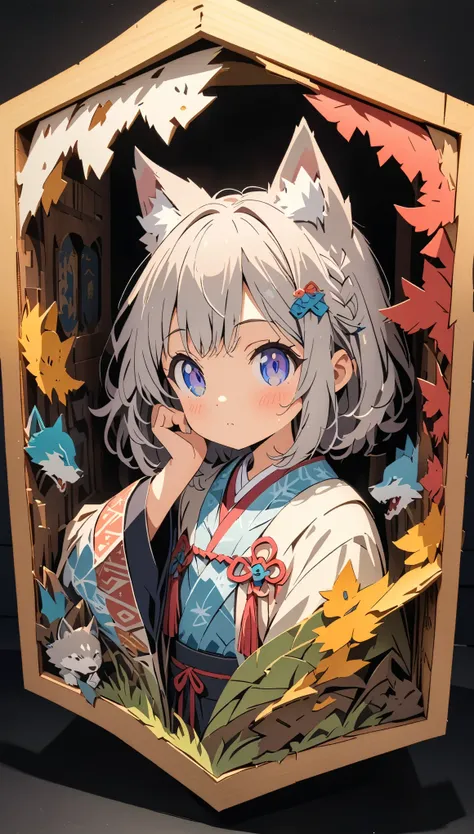 (masterpiece:1.2), (best quality:1.2), ultra-high resolution, very detailed, perfect lighting, wolf girl, gray hair, national co...