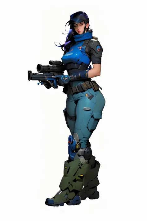 a cartoon picture of a man with a gun and a helmet, character art the contra, starfinder character, cel shaded, holding sci-fi rifle, cel shaded!!!, clean cel shaded, glamorous jill valentine, mechanized soldier girl, holding a blaster, female lead charact...