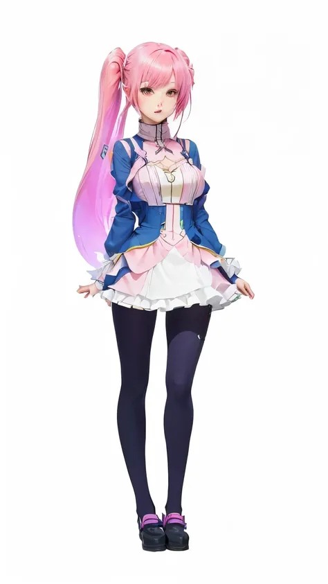 Anime character with pink hair and blue dress holding a pink card., Pink humanoid female squid, Anime girl named Lucy, full body concept, !!full body portrait!!, Nice anime character design., anime full body illustration, full body adoptable, Madoka&#39;s ...