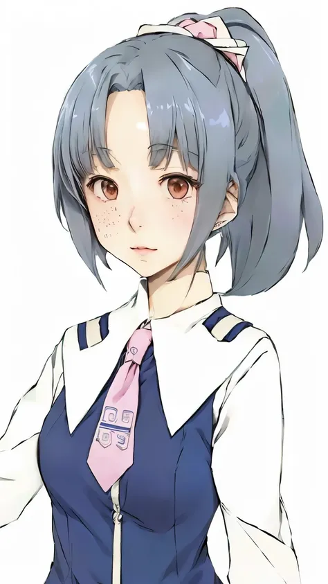 anime girl with gray hair and pink tie, anime moe artstyle, rei hiroe, wataru kajika, fubuki, as an anime character, female anime character, hana yata, cel shaded anime, itsuko azuma, shiori teshirogi, anime character, iwakura lain, aya takano color style