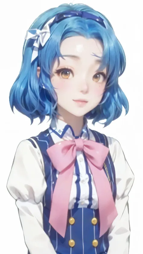 a close up of a person with blue hair wearing a bow, shirabii, rei hiroe, sayori, anime girl named lucy, anime moe artstyle, fubuki, short blue haired woman, gapmoe yandere, rin, iwakura lain, wataru kajika, hana yata, shikamimi, official art