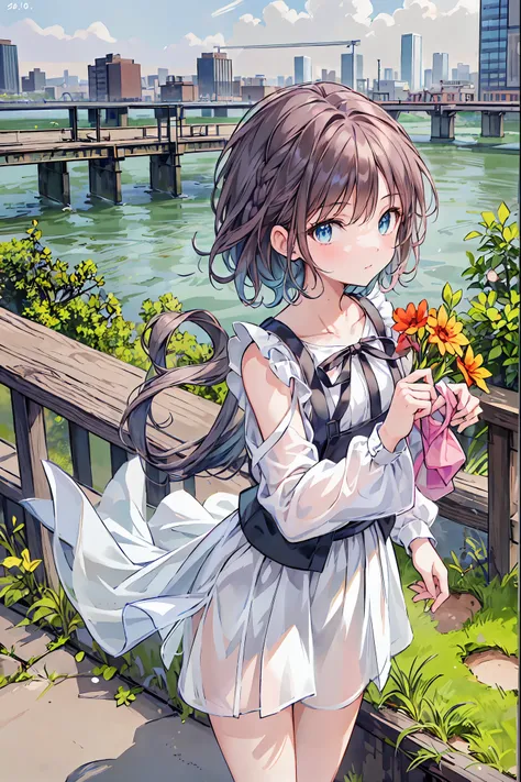 (masterpiece,up to date,exceptional:1.2), anime,One girl,Black camisole，((From above:1.2)),Brown Hair，Shortcuts，Messy Hair，Short braided hair，Neat，Slender beauty，A dignified posture，Small chest，Beautiful feet，Her captivating grey-blue eyes shine like stars...