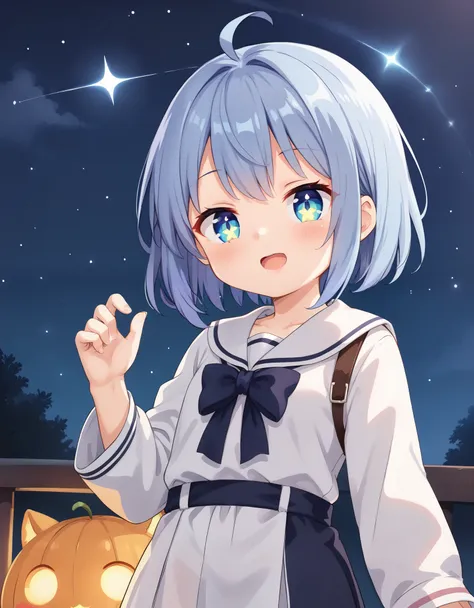 1girl, (loli:1.4), night sky, starry sky