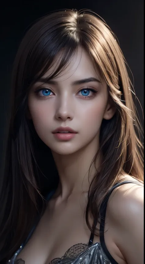 Masterpiece, top quality, ultra fine, intricate hyperdetail, realistic, sharp features, highly detailed, sharp focus, 1, perfect face, perfect symmetrical blue and delicate eyes, perfect lips, flexible female form, cinematic, ultra detailed, ultra realisti...