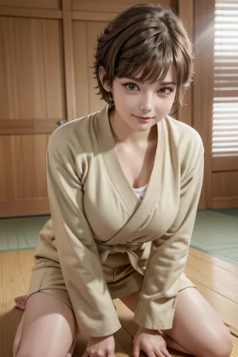 Perfect appearance. Top quality. High resolution.

She is a high school student.

Too beautiful girl. Her face is so young. 
Her haircut is a pixie haircut. 
Her hair looks like Amara Tenou. 
Her hair looks like Audrey Hepburn. 



She is wearing a judo su...