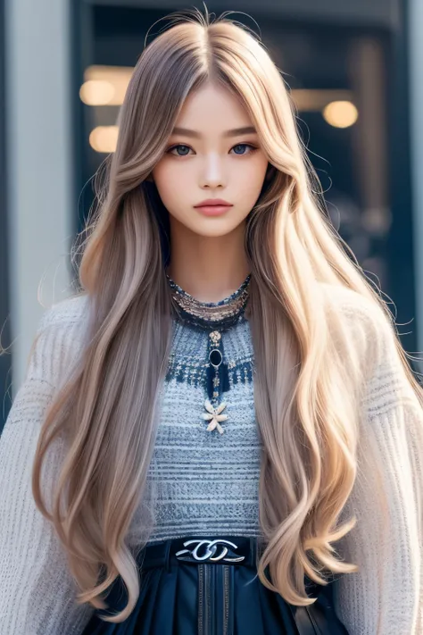 beautiful girl, Long Hair, 2024 fashion style in chanel