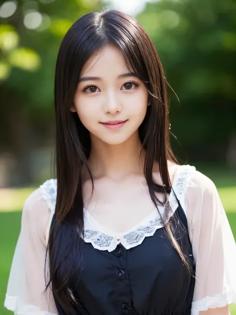 (Best-quality, Masterpiece, Ultra-High-Resolution, (Photorealistic:1.4), Raw Photo, depth of field, professional lighting, perfect anatomy, extremely details), 1girl, the most famous 15-years-old Japanese-idol, ((wearing Summery Clothes with adorable-desig...