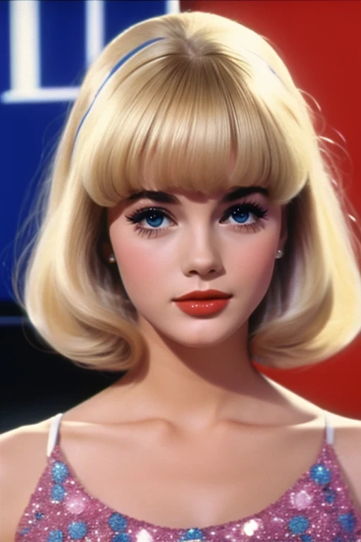 Film still movie in colour, fashionista girl, blonde hair, 1965