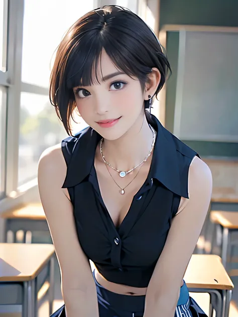 ((((Best Quality))))、(((Ultra-precision CG16K wallpaper)))、(((masterpiece)))、(((Super detailed)))、(((Extreme detail)))、((Mature 2 woman１There are people、alone:1.8))、((Very beautiful Japanese face))、((Oval Face))、((Straight Berry Short Cut Hair、blunt bangs:...