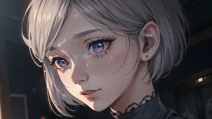 1girl, beautiful detailed eyes, beautiful detailed lips, extremely detailed face, long eyelashes, white hair, tokyo ghoul, anime...