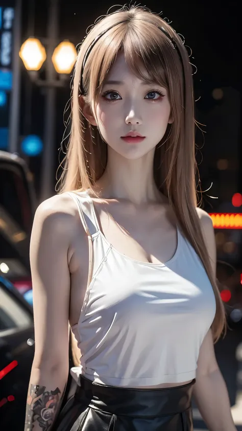 8K Ultra HD, masterpiece, Beautiful girl, Detailed eyes, Good face, Detailed eyesbrow, Cyberpunk outfit, White clothing, Cyberpunk, Cyberspace, Cyberpunk shining background, Neon Effect, Spreading Light, Red lighting, whole bodyキャプチャ,whole body